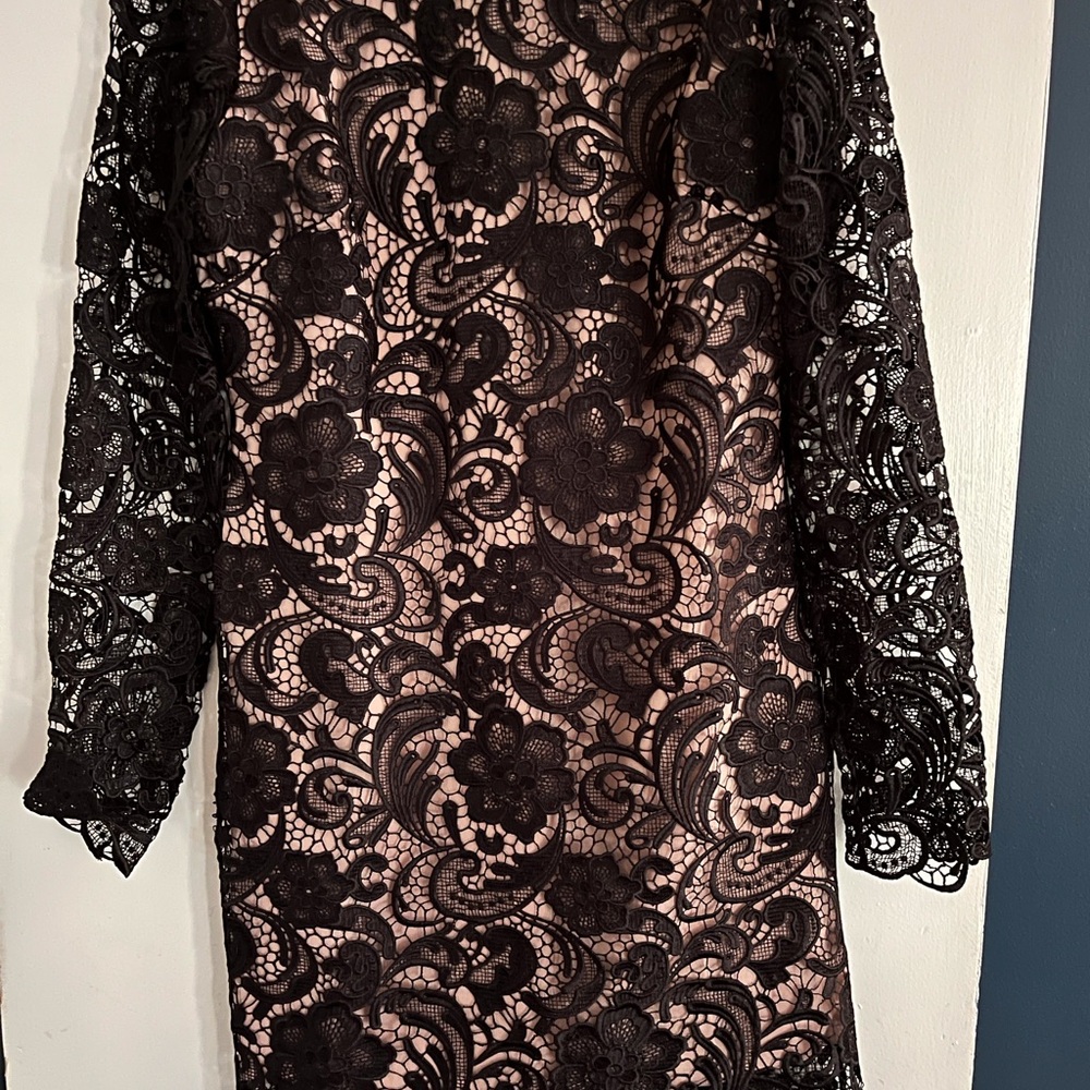 Dress The Population black lace cocktail dress.